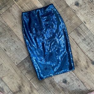 Stunning High Waisted Fitted Sequin Skirt